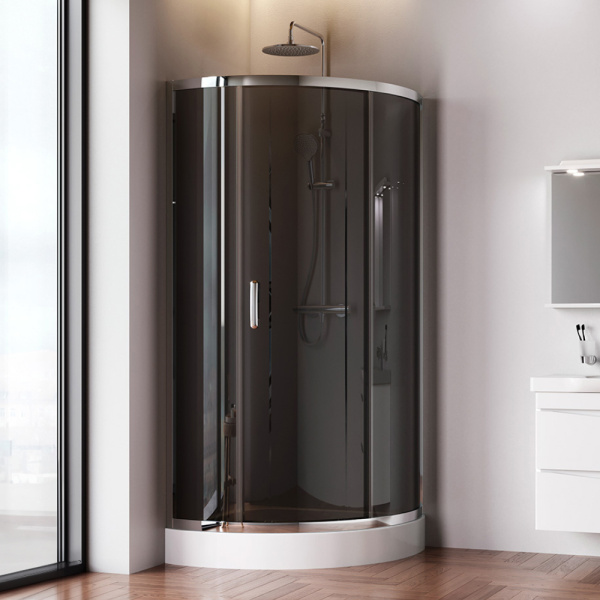 W83G-315-090CG64 Like Solo Slide Душевое ограждение AM.PM 90x90, стекло тонированное, профиль матовый серый