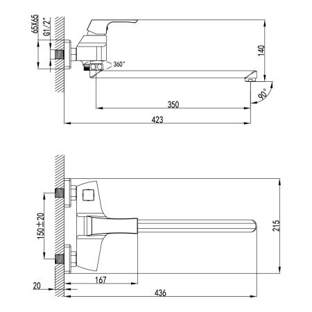 Смеситель Lemark Unit LM4517C для ванны