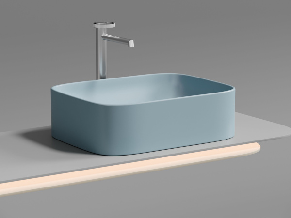 Умывальник чаша накладная прямоугольная Ceramicanova Element 505*380*150мм, голубой матовый, CN6052ML