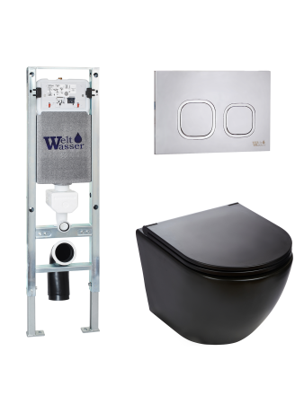 Комплект инсталляции с унитазом Weltwasser AMBERG 350 ST + MERZBACH 043 MT-BL + AMBERG RD-MT CR