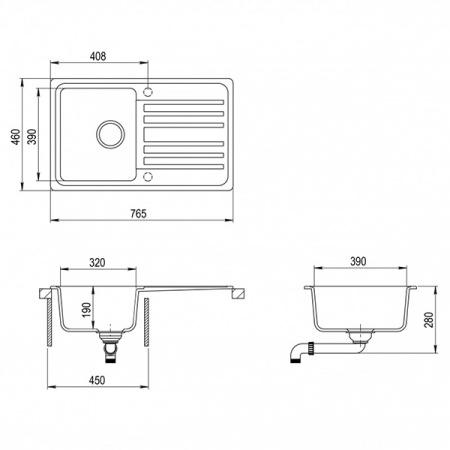 Кухонная мойка AquaSanita Notus SQ 101 222 AW graphite