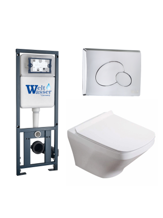 Комплект инсталляции с унитазом Weltwasser MARBERG 410 + HOFBACH 041 GL-WT + MAR 410 RD-CR