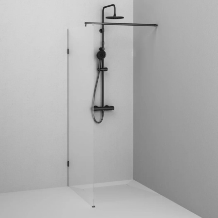 W94WI-90-F1-BTE Душевая перегородка AM.PM X-Joy 90x195, стекло прозр. 6 мм + покрытие, фурнитура черный