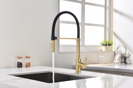 Смеситель для кухни Paulmark HALT Ha214021-SBG, светлое брашированное золото