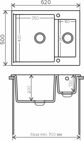 Кухонная мойка Polygran BRIG-620 черный №16 407923