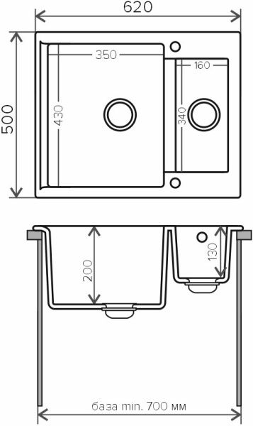 Кухонная мойка Polygran BRIG-620 черный №16 407923