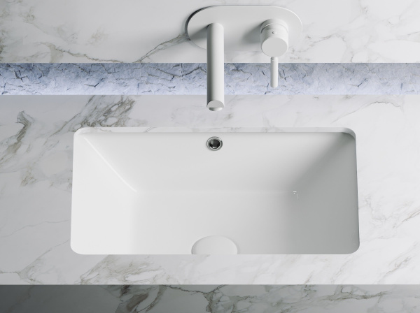 Умывальник прямоугольный встраиваемый под столешницу Ceramicanova Element 550*400*185мм, с крепежом и шаблоном для установки, Белый, CN6045