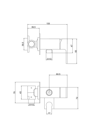Смеситель встраиваемый Roxen Caspia 500960-CH с гигиеническим душем