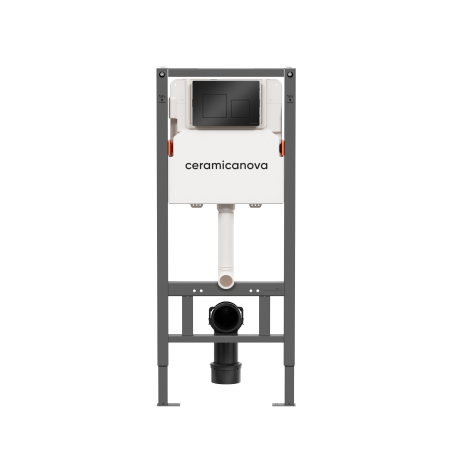 Система инсталляции для унитазов CERAMICANOVA Balance с кнопкой смыва Square, цвет черный матовый, с креплениями, CN121002MB