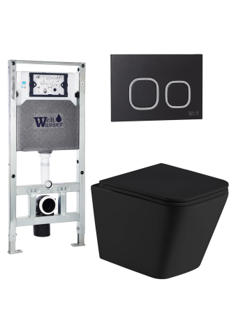 Комплект инсталляции с унитазом Weltwasser AMBERG 506 ST + GELBACH 043 MT-BL + AMBERG RD-BL