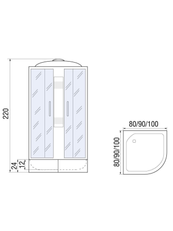 Душевая кабина River NARA LIGHT XL 80/24 MT 800х800х2200мм