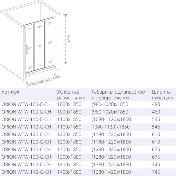 Душевой уголок Good Door ORION C-CH 120х80