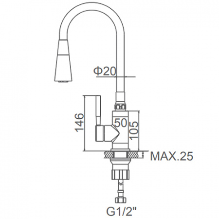 Смеситель для мойки с гибким изливом Ledeme L4199-2