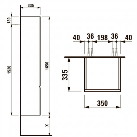 Laufen Шкаф-пенал Pro L [483121095485R]