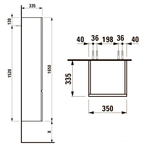 Laufen Шкаф-пенал Pro L [483121095485R]