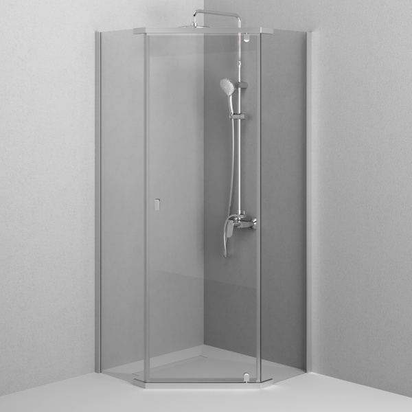 W87G-405-9090-MT Sunny Душевое ограждение AM.PM 5-угольное, распашн дверь 90x90 серебро,стекло прозрачное