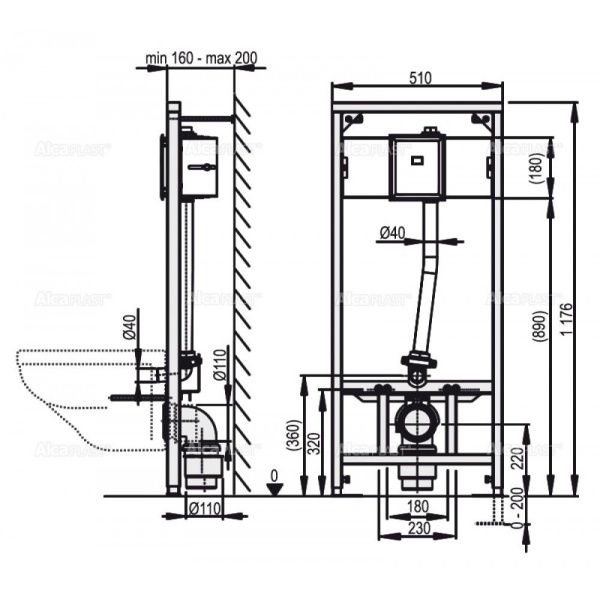 Инсталляция для унитаза Alcaplast A114S/1200