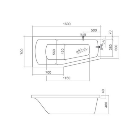 Акриловая ванна Roth Mini 160х70 L N-8000073