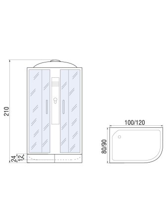 Душевая кабина River DESNA 120/90/24 L MT 1200х900х2100мм