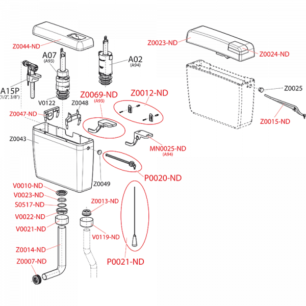 Бачок для унитаза AlcaPlast A93-1/2"