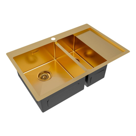 Мойка Paulmark KRONER 78/2SF PM227851-BGL 510х780х200 мм, нержавеющая сталь, брашированное золото