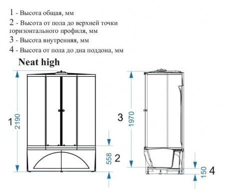 Душевая кабина Domani-Spa Neat high DS01N158HWM10 150x80, с электрикой