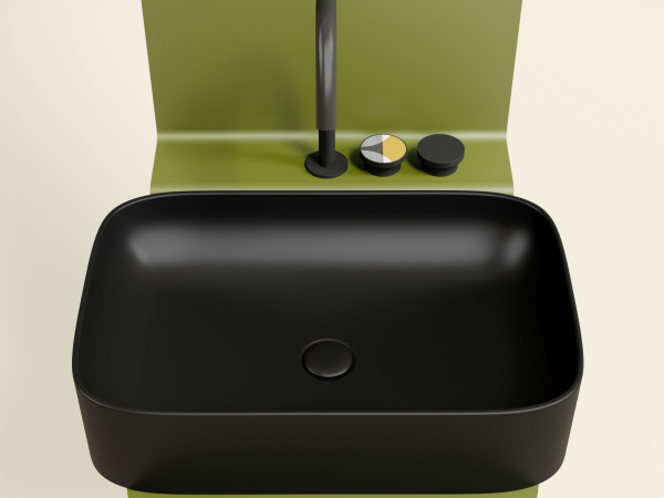 Умывальник чаша накладная прямоугольная Ceramicanova Element 605*380*122мм, черный матовый, CN6053MB