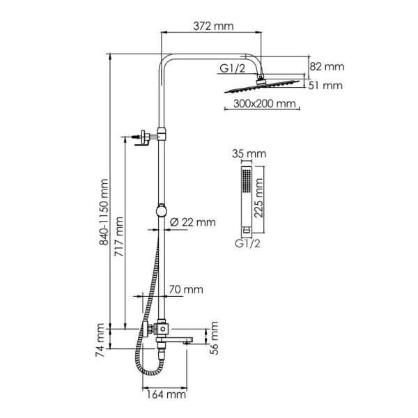 Душевая система WasserKRAFT A199.069.103.010.CH Thermo с термостатическим смесителем