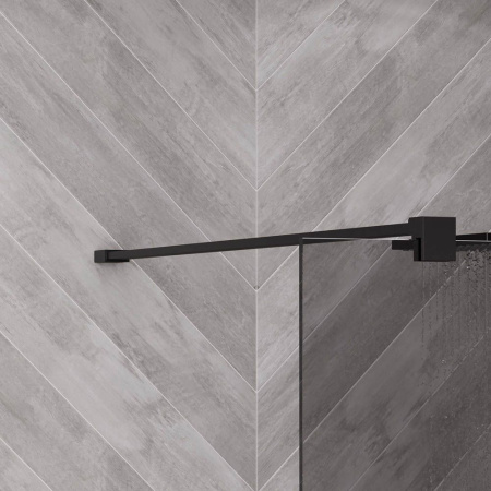 Душевая перегородка, ограждение Reflexion RX200100TBL-15 Walk in 200x100см, тонированное закаленное стекло 8мм, черный профиль