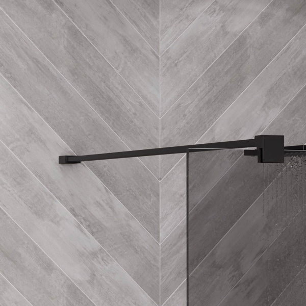 Душевая перегородка, ограждение Reflexion RX200100TBL-15 Walk in 200x100см, тонированное закаленное стекло 8мм, черный профиль