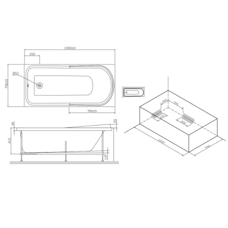 W80A-150-070W-A Like, Ванна акриловая AM.PM A0 150х70 см, шт