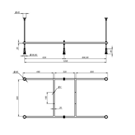 W00A-140-070W-R Универсальный каркас для ванны 140х70 см