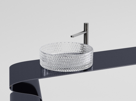 Умывальник чаша накладная круглая Ceramicanova Cristal 360*360*112мм, прозрачная, CN6062