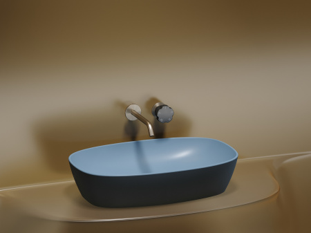 Умывальник чаша накладная овальная Ceramicanova Element 600*380*138мм, Голубой матовый, CN6049ML
