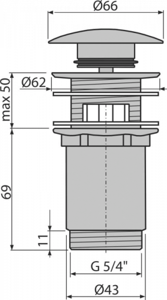 Донный клапан сифона для умывальника AlcaPlast A392C-BL-01