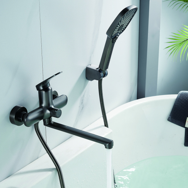 Смеситель для ванны Shevanik S8502T, оружейная сталь