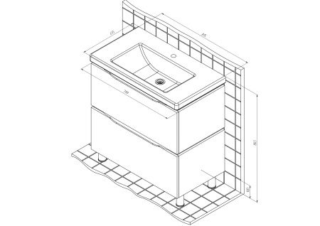 Тумба напольная BRIZ Милана 80 с умывальником Фостер, 226 03-08080-06 00 БЕЛ