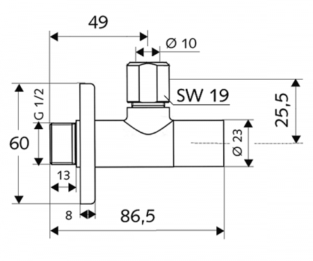 Угловой вентиль Schell Stile 1/2" x 3/8" 053760699