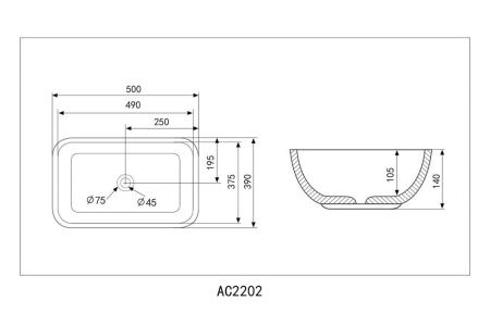 Раковина накладная ABBER Rechteck AC2202 белая