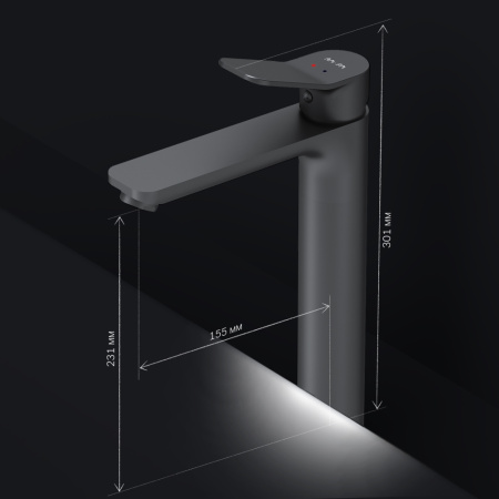 F85A92022 X-Joy, Смеситель для умывальника AM.PM высокий, черный.