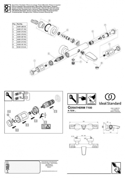 Смеситель для ванны с душем Ideal Standard Ceratherm T100 A7238AA