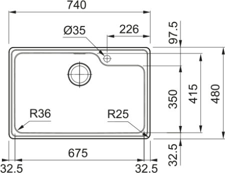 Кухонная мойка FRANKE 101.0689.946 из нержавеющей стали ВСX 610-74 TL (стоп-вентиль в комплекте)