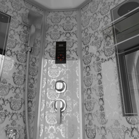 Душевая кабина Niagara Luxe NG-7715W (90x90х215) низкий поддон(15см),дверь раздвижная,стенки серебро