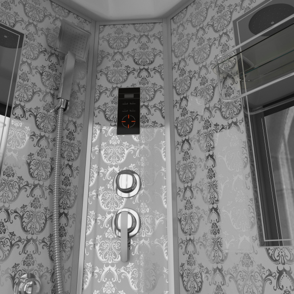 Душевая кабина Niagara Luxe NG-7715W (90x90х215) низкий поддон(15см),дверь раздвижная,стенки серебро