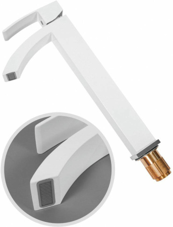 Cмеситель для раковины Высокий Hansberge H2077 Белый