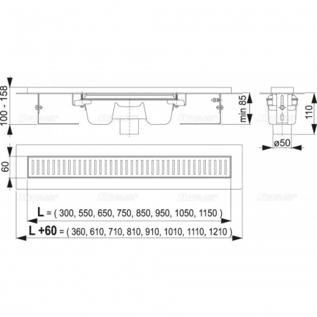 Душевой трап AlcaPlast APZ1001S-950