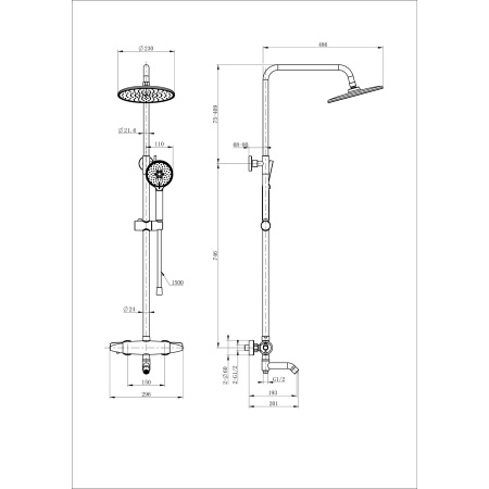 Душевая система с термостатом WONZON & WOGHAND, Хром (WW-B3031-A3-CR)