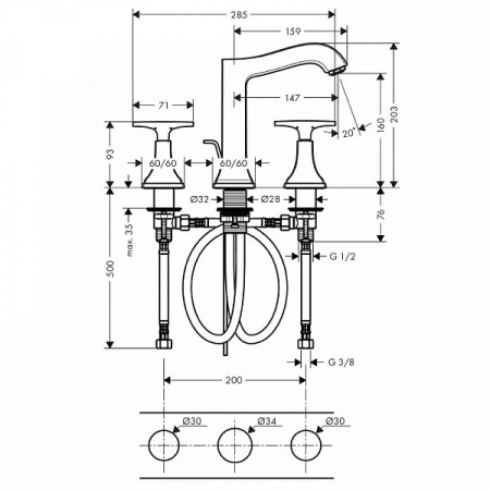 Смеситель для умывальника Hansgrohe Metropol Classic 31307000