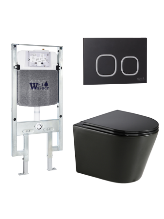 Комплект инсталляции с унитазом Weltwasser AMBERG 497 ST + SALZBACH 043 GL-BL + AMBERG RD-BL