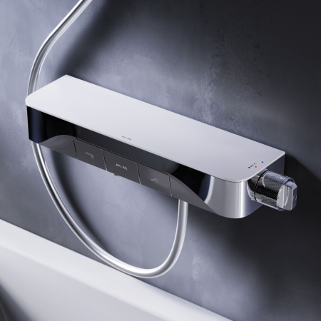 F8F10500 Func Cмеситель для душа AM.PM, кнопочный с полкой, с изливом, хром